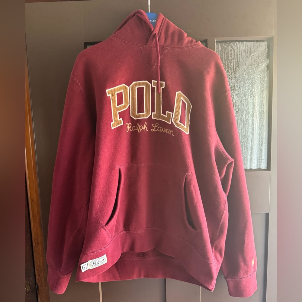 Mens Polo Ralph Lauren Fleece Hoodie Red Carpet (Large)